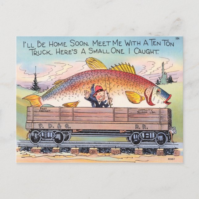 Postal Funny Fish Postcard Fisher Personalizado (Anverso)