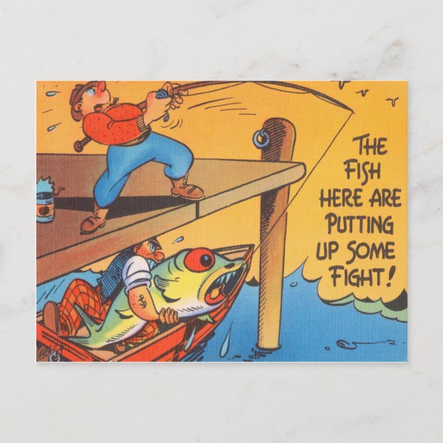 Postal Funny Fisherman Postcard Pescador Personalizado (Anverso)