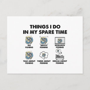 Postal Funny Fishing Lover 6 Things I Do In My Spare Time