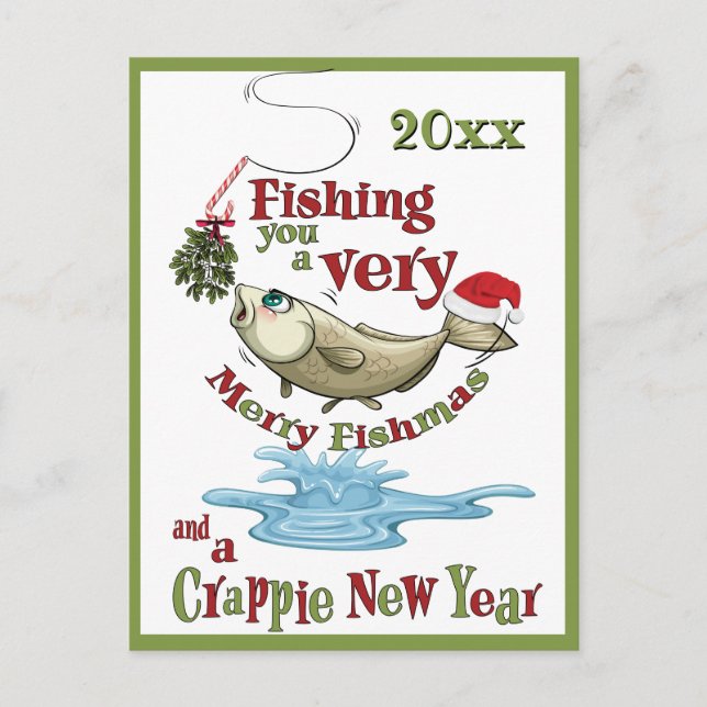 Postal Funny Fishing Navidades - Merry Fishmas Mistletoe (Anverso)