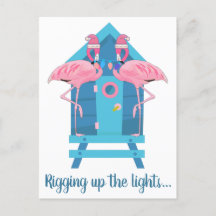 Funny Flamingo Navidades Lights Beach Hut