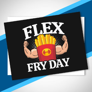 Postal Funny Flex Viernes Gym Fitness Cita Fries Francese