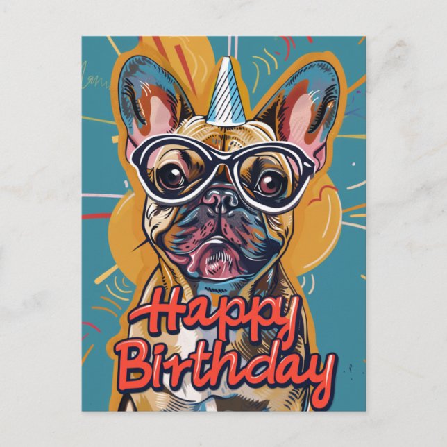 Postal Funny French Bulldog Birthday (Anverso)