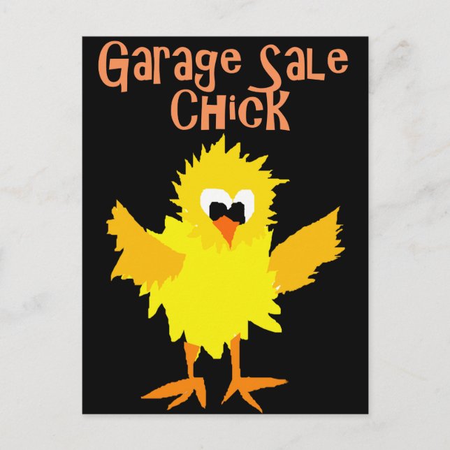 Postal Funny Garage Sale Chick Personalizado (Anverso)