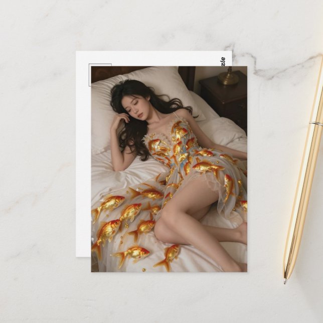 Postal Funny Goldfish Dress (Anverso/Reverso In Situ)