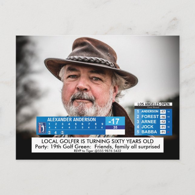 Postal Funny Golf News  ️ 🏌️ 40.º 50.º cumpleaños ‍ los  (Anverso)