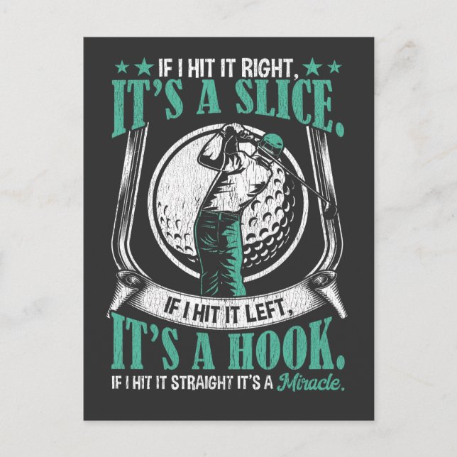 Postal Funny Golf Player Lucky Golf Swing Chiste (Anverso)
