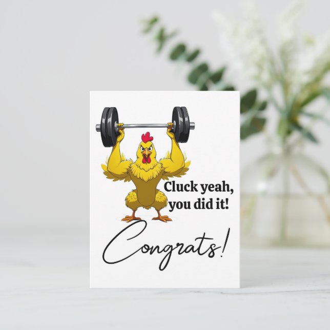 Postal Funny Graduation Card - Chicken Themed Congrats (Anverso de pie)