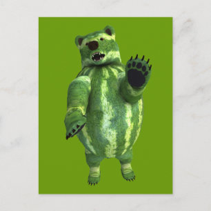 Postal Funny Green Watermelons Bear