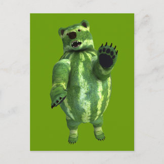 Postal Funny Green Watermelons Bear