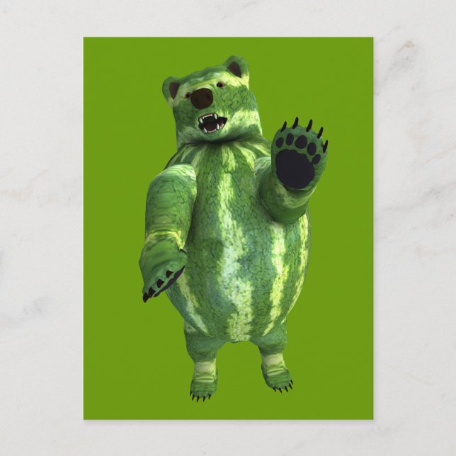 Postal Funny Green Watermelons Bear (Anverso)