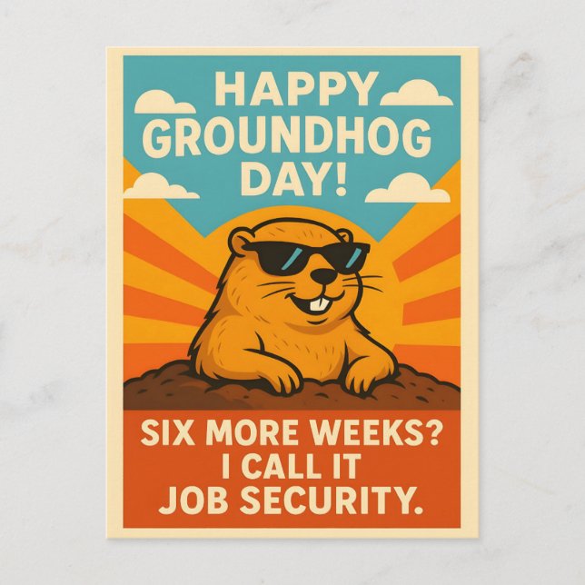 Postal Funny Groundhog Day With Sunglasses Retro Sunshine (Anverso)