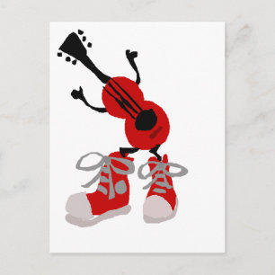 Postal Funny guitarra roja en diseño de zapatillas rojas