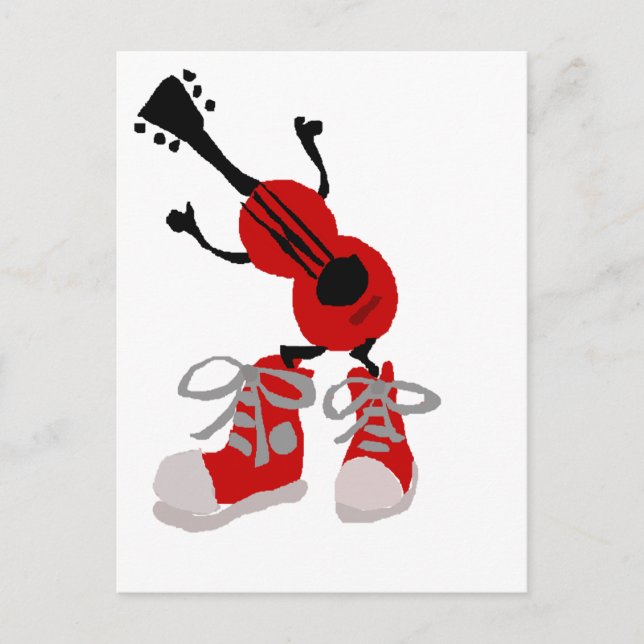 Postal Funny guitarra roja en diseño de zapatillas rojas (Anverso)