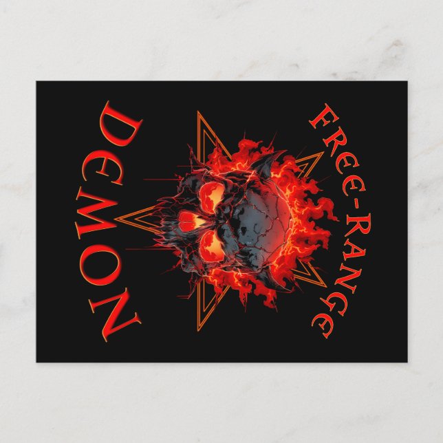 Postal Funny Halloween Hell Demon Skull - Horror gótico (Anverso)