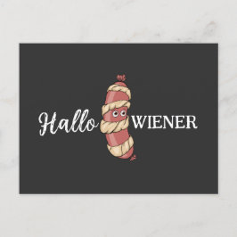 Postal Funny Halloween Hotdog Mummy Hallowiener Pun