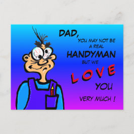 Postal Funny Handyman Catoon DAD Postcard