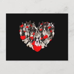 Postal Funny Heart Love Boston Terrier Valentines Day