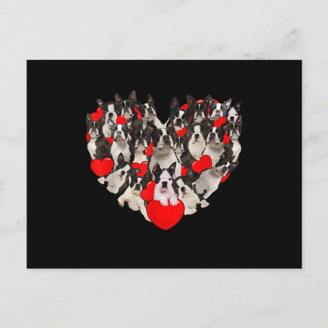 Postal Funny Heart Love Boston Terrier Valentines Day (Anverso)