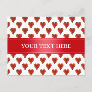 Postal Funny Heart Pattern oro rojo + tu trasero. y texto
