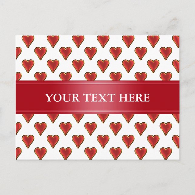 Postal Funny Heart Pattern oro rojo + tu trasero. y texto (Anverso)