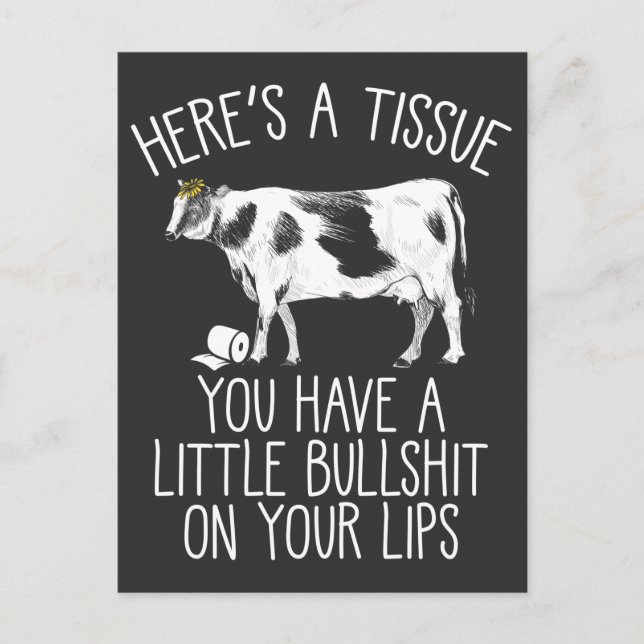 Postal Funny Heifer Crybaby Cow Farmer Bull Softie (Anverso)
