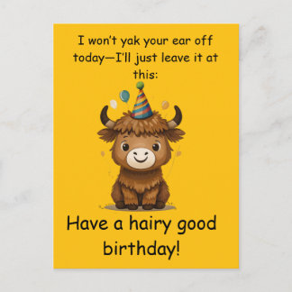 Postal Funny Highland Yak: Hairy Good Birthday Puns