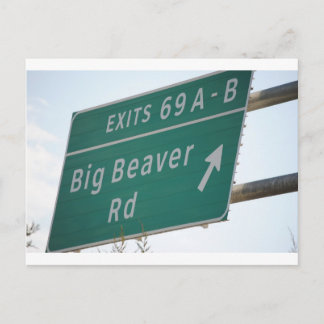 Postal Funny HIghway Rótulo Big Beaver Road Exit 69