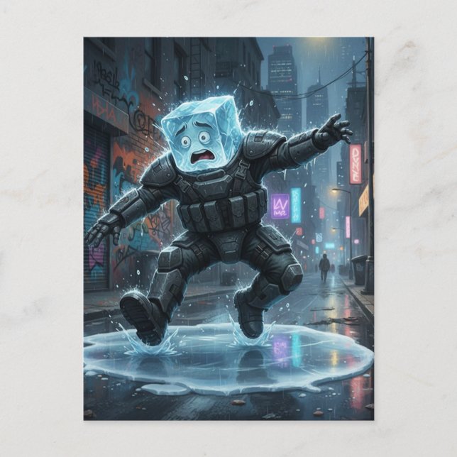Postal Funny icecube falling on ice  (Anverso)