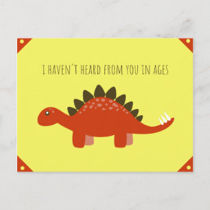 Postal Funny Ilustracion de dinosaurios amarillo y Naranj