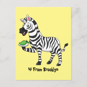 Postal Funny ilustracion de personalizado de cebra