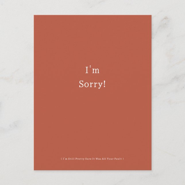 Postal Funny I'm Sorry Apology Apologies Apologize (Anverso)