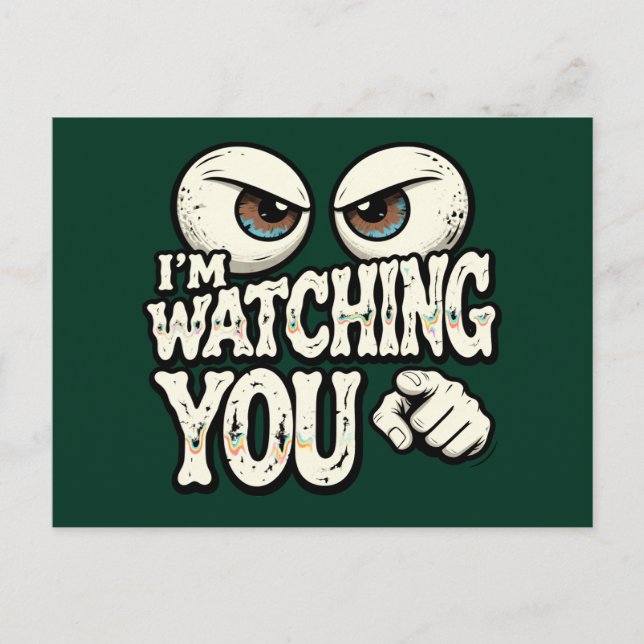 Postal Funny "I'M WATCHING YOU" Retro Eyes Greeting Card  (Anverso)