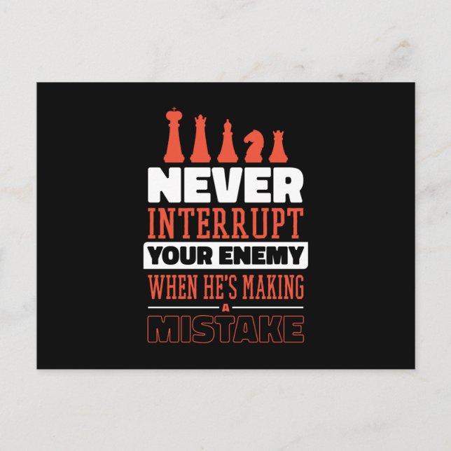 Postal Funny jugador de ajedrez de citas de ajedrez (Anverso)