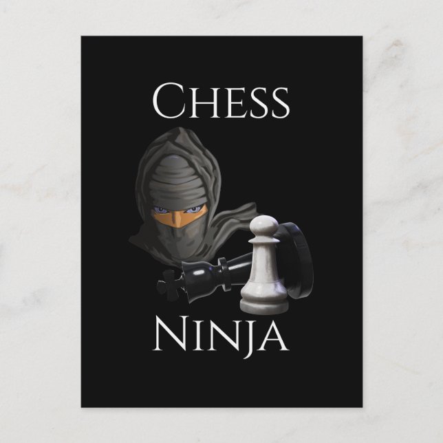Postal Funny jugador de ajedrez Ninja Chess (Anverso)