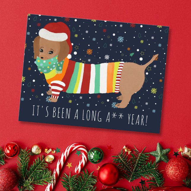 Postal Funny Kawaii Sausage Dog Navidades 2021 (Subido por el creador)