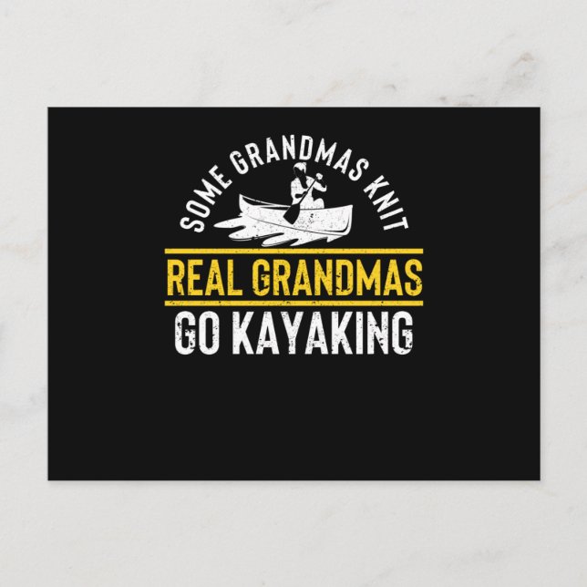 Postal Funny kayaker Algunas abuelitas tejiendo Real (Anverso)