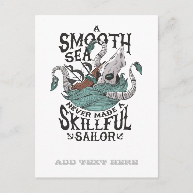 Postal Funny Kraken Sailor Seaman Monstruo del pulpo de l (Anverso)