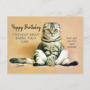 Postal Funny Lazy Cat Feliz Cumpleaños