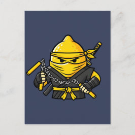 Postal Funny Lemon Shinobi Ninja Nunchucks Illustration