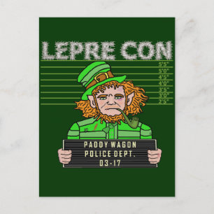 Postal Funny Leprechaun Leprecon Mugshot