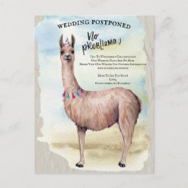 Postal Funny Llama Boda pospuso cambio de fecha
