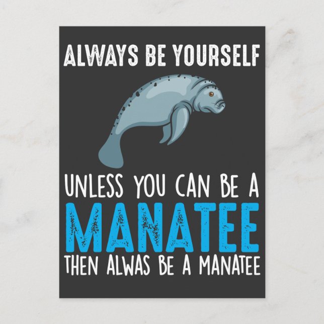 Postal Funny Manatee Cute Sea Animal Biólogo Marino (Anverso)