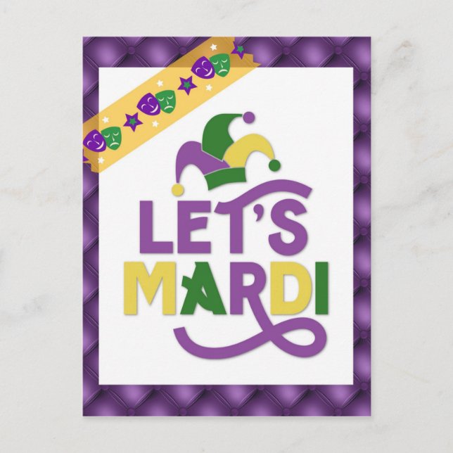 Postal Funny Mardi Gras Purple Gold (Anverso)