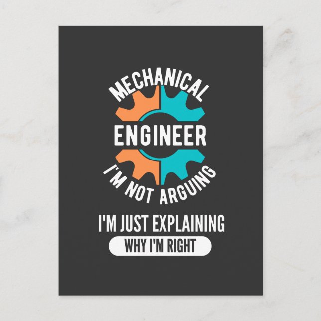 Postal Funny Mechanical Engineer, Mechanical Engineering (Anverso)