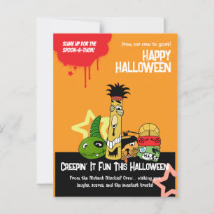 Postal Funny Monsters Zombies Diseño Personalizado Hallow