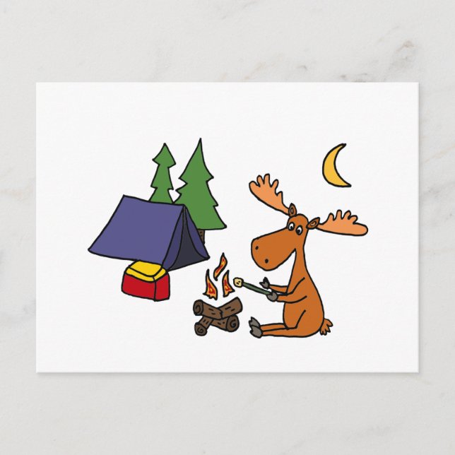 Postal Funny Moose Camping Personalizado (Anverso)