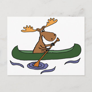 Postal Funny Moose Canoeing Personalizado