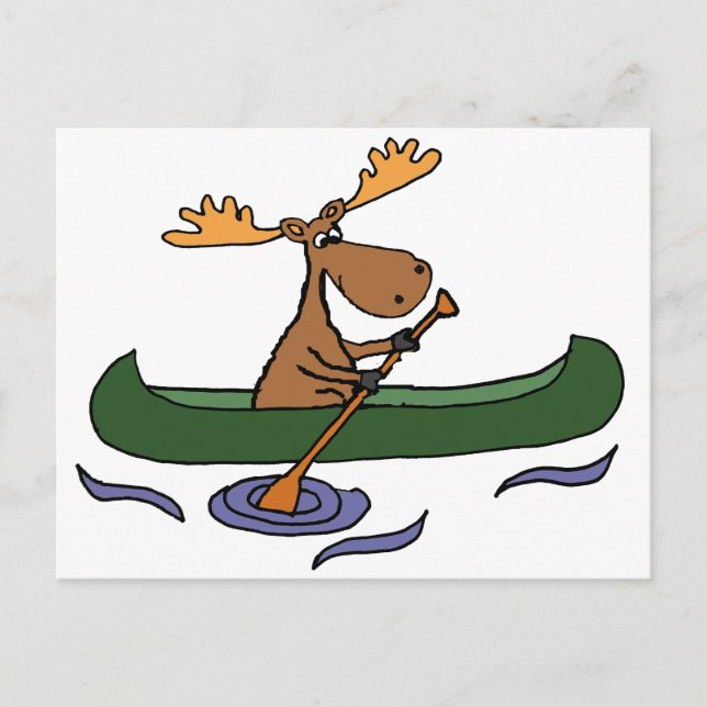 Postal Funny Moose Canoeing Personalizado (Anverso)
