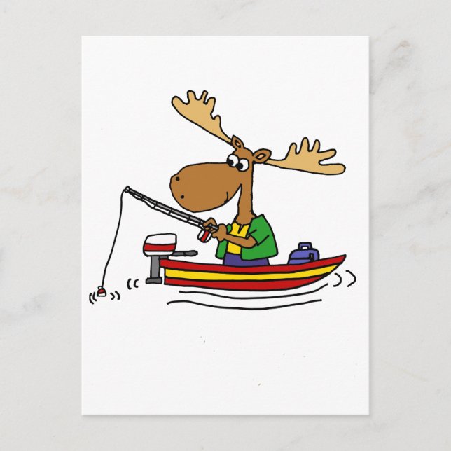 Postal Funny Moose Fishing Personalizado (Anverso)